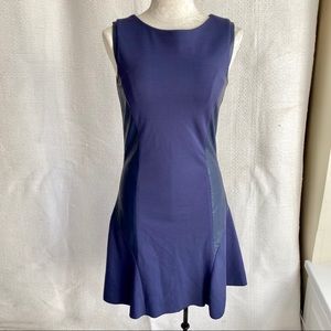 Stretch Leather Panel Bodycon Sleeveless Dress